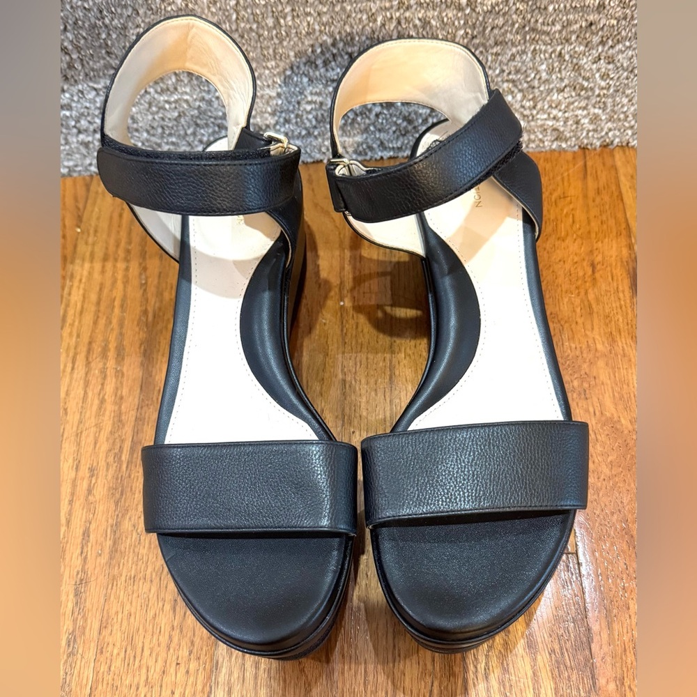 Cole Haan Black Leather Ankle-Strap platform Sandals - Picture 1 of 10